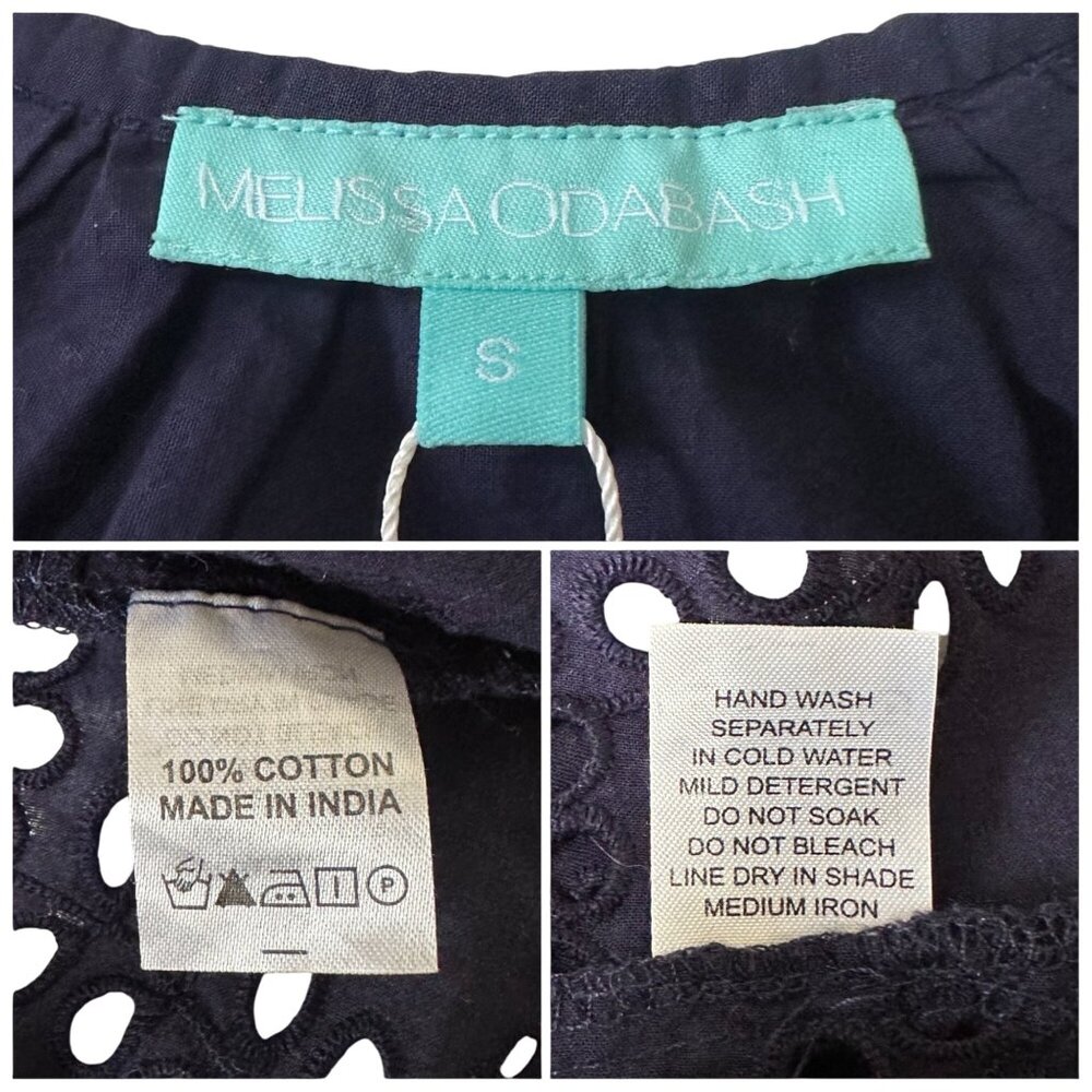 Melissa Odabash Ashley Eyelet Cotton Cover-up  Mini Dress, Size S Navy NWT - Picture 6 of 16